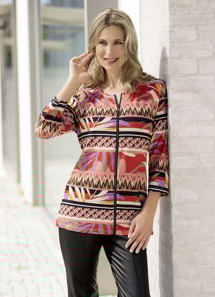 Shirtjacke mit durchgehendem Reißverschluss  