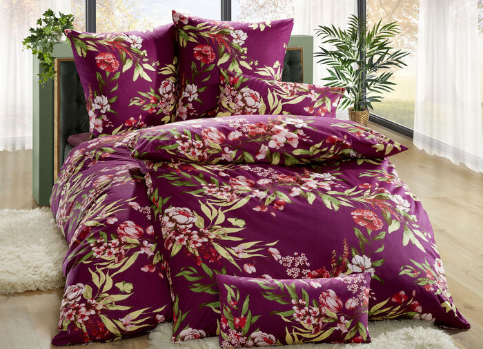 Beidseitig bedruckte Bettwäsche-Garnitur BROMBEERE