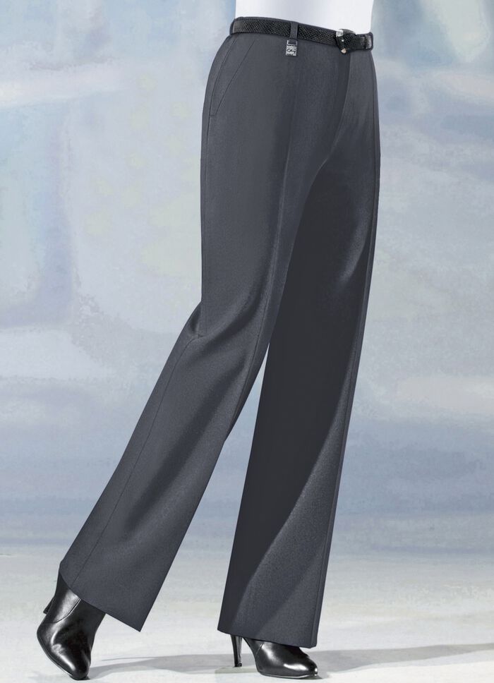 Hose in angesagter Marlene-Form in 6 Farben DUNKELGRAU