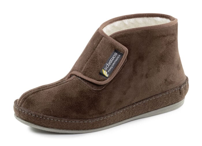 Stiefelette aus Veloursmaterial mit Klettverschluss BRAUN