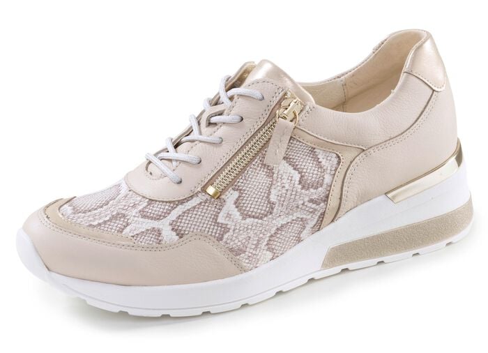 Waldl&auml;ufer, bequeme Damen-Schn&uuml;rschuhe, Weite H, mit herausnehmbarem Fu&szlig;bett BEIGE-GOLD