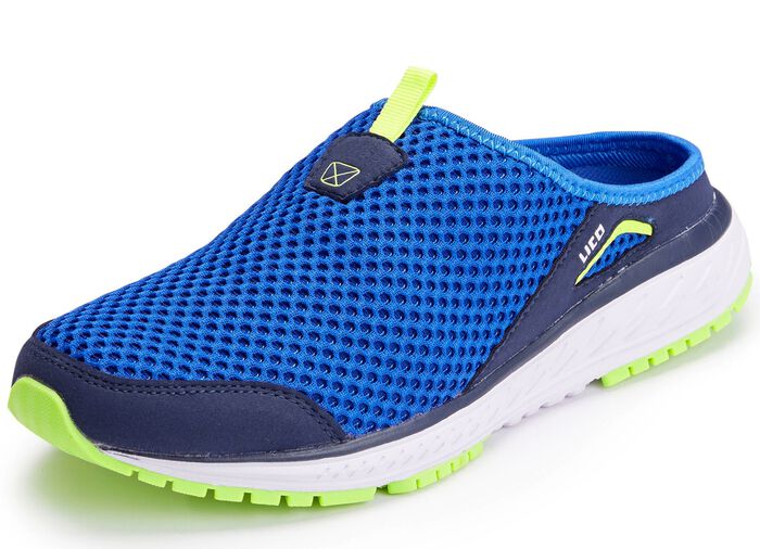 Sabot aus Textilmaterial mit Synthetikbes&auml;tzen BLAU-LIMONE