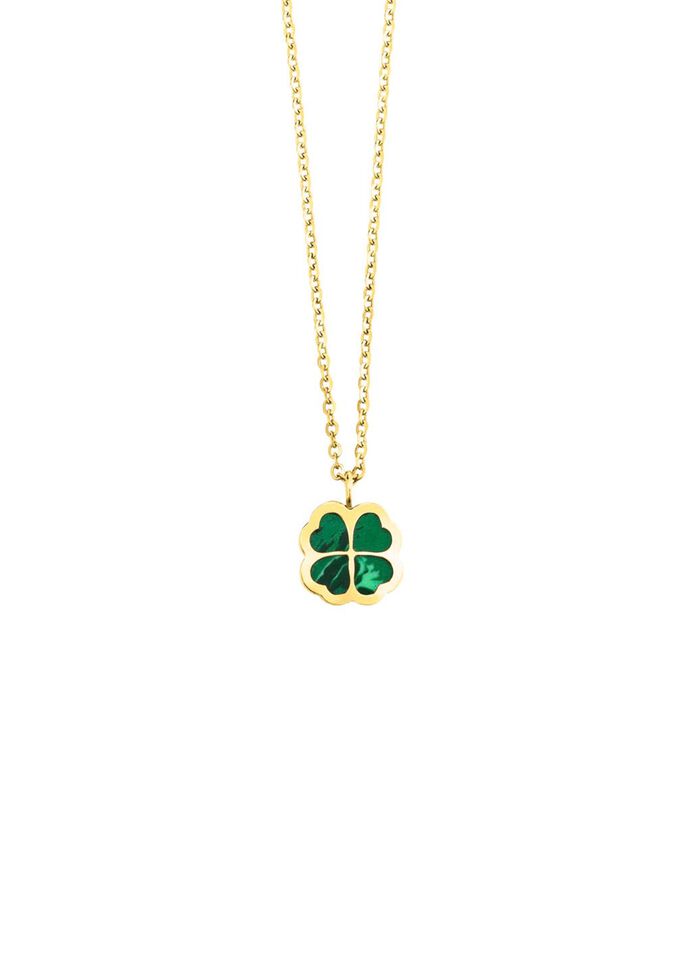 Gl&uuml;cksbringer &ndash; Kleeblatt-Anh&auml;nger mit echtem Malachit 