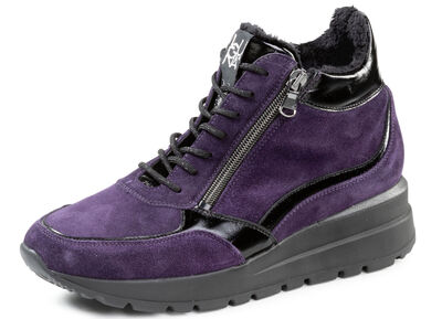 Waldläufer Schnür-Bootie mit Besätzen aus Lackleder 