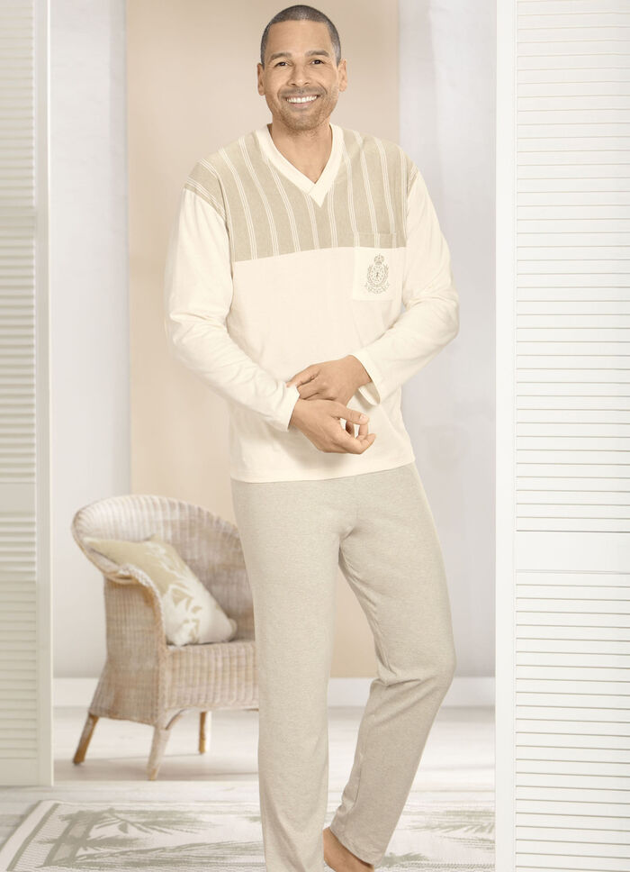 G&ouml;tting Schlafanzug mit V-Ausschnitt und Brusttasche 