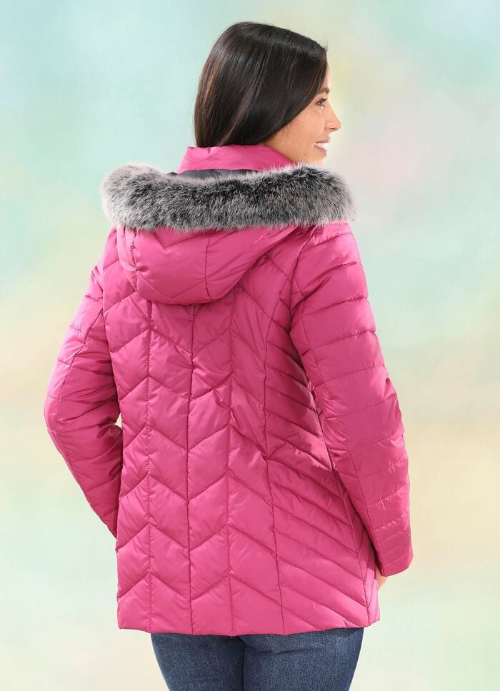 Jacke mit abnehmbarer Kapuze FUCHSIA