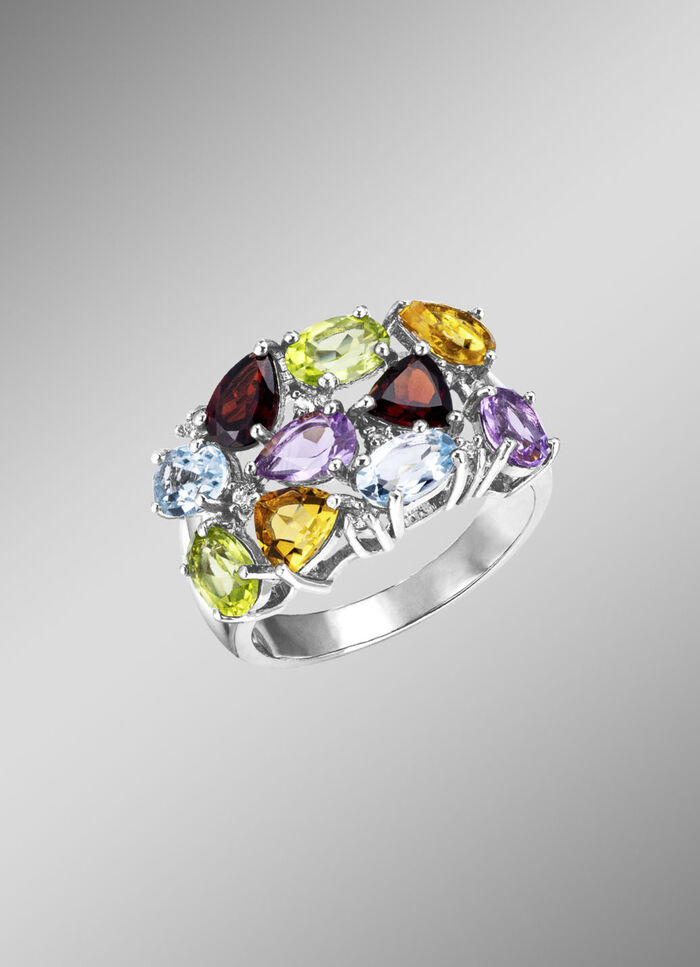 Eleganz in Silber: Damenring mit Edelsteinen 