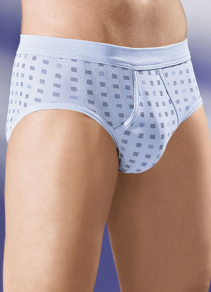 Schiesser Zweierpack Slips aus Feinripp, mit Eingriff HELLBLAU-GRAFIT-BUNT