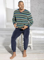 Schlafanzug mit V-Ausschnitt und garngefärbtem Ringeldessin 