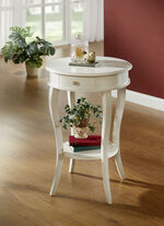 Beistelltisch mit Schublade und zus&auml;tzlicher Ablage ANTIKWEISS