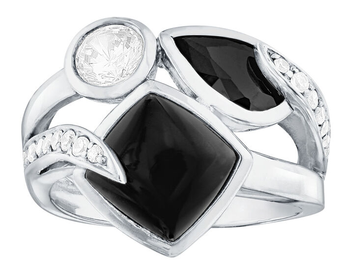 Massiver Damenring mit Onyx 