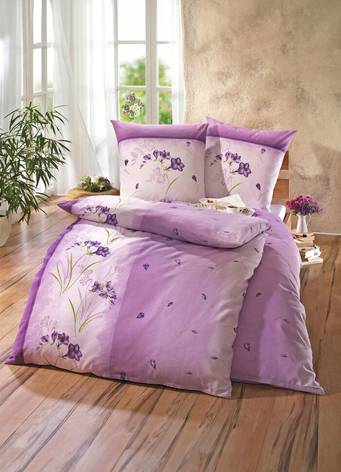 B&uuml;gelleichte DOBNIG Bettw&auml;sche-Garnitur mit Rei&szlig;verschluss FLIEDER