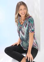 Shirt mit V-Ausschnitt GRÜN-LILA-BUNT