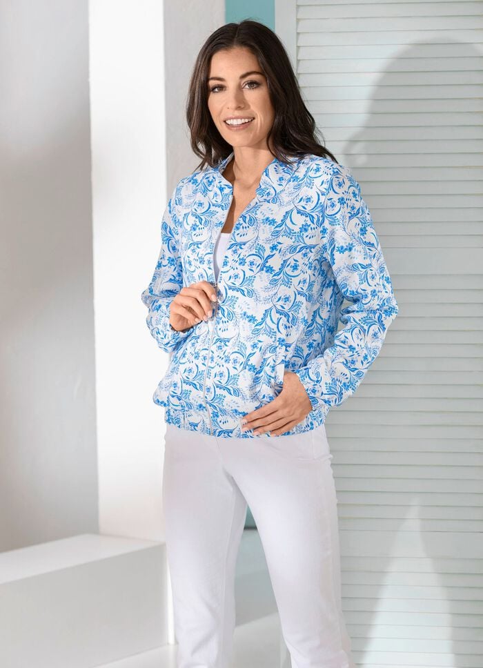 Blusenjacke mit gesmokten Abschl&uuml;ssen 