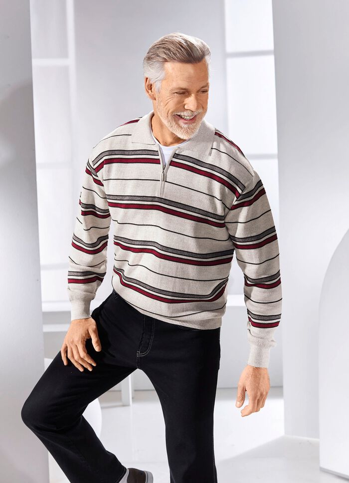 Polopullover mit kurzem Rei&szlig;verschluss in 2 Farben 