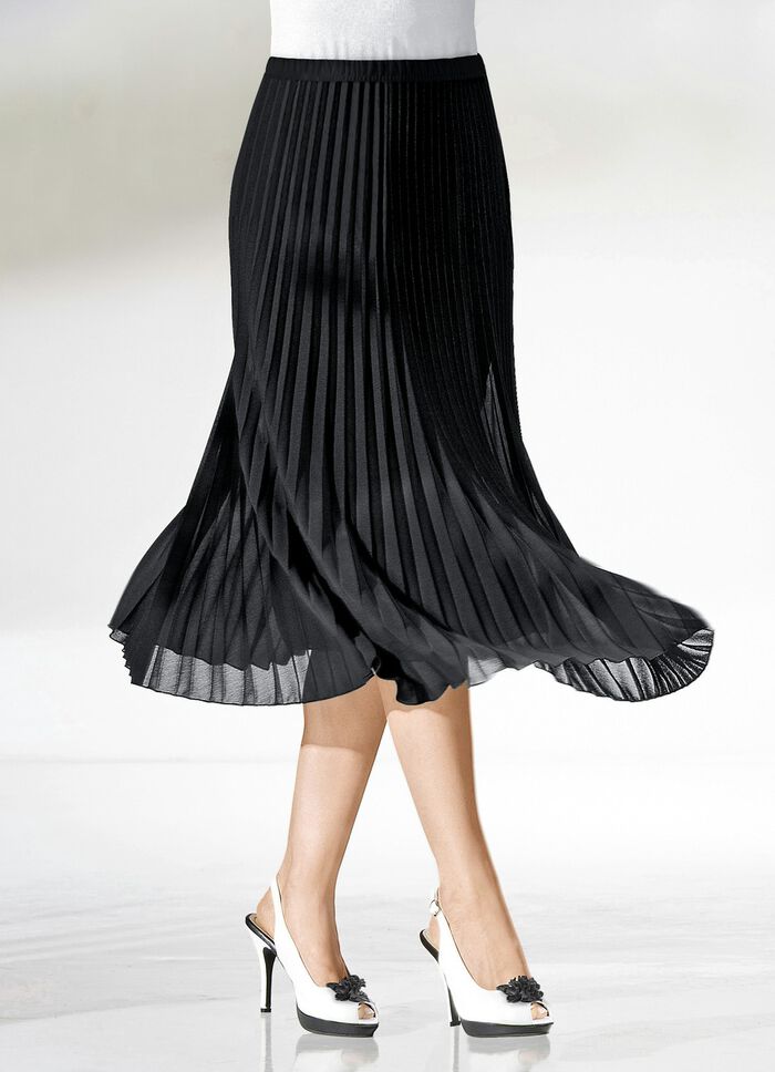 Rock mit Sonnenplissee-Falten SCHWARZ