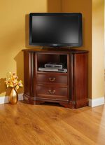Teilmassive TV-Eck-Kommode mit Wurzelholzfurnier KIRSCHBAUM