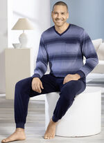 Frottier-Schlafanzug mit V-Ausschnitt und Bündchenabschlüssen 