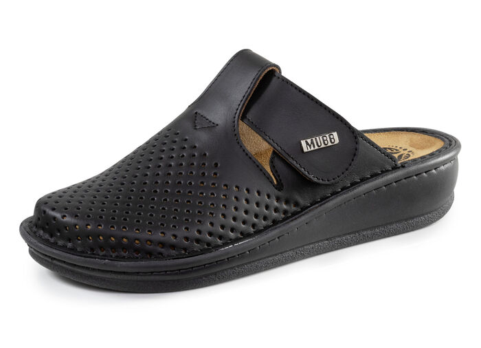 Mubb, sommerliche Damen-Clogs, Weite H, mit herausnehmbarem Fußbett SCHWARZ