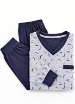 Zweierpack Schlafanzüge mit V-Ausschnitt und Bündchenabschlüssen  