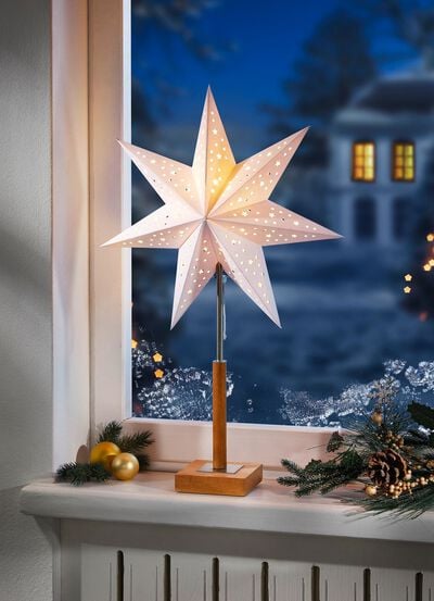 Tischleuchte Stern mit Schnurzwischenschalter 