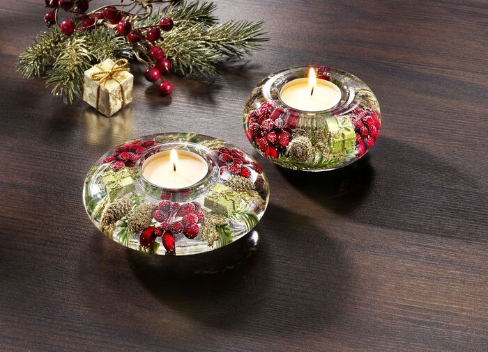 Teelichthalter aus mundgeblasenem Glas GR&Uuml;N