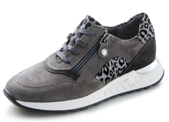 Schn&uuml;rschuh mit Raubtier-Pr&auml;gung GRAU