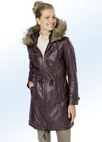 Ledermantel mit Taillenzug au&szlig;en 