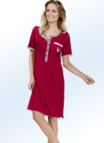 Zweierpack Nachthemden, Kurzarm mit Knopfleiste ROT/GRAU