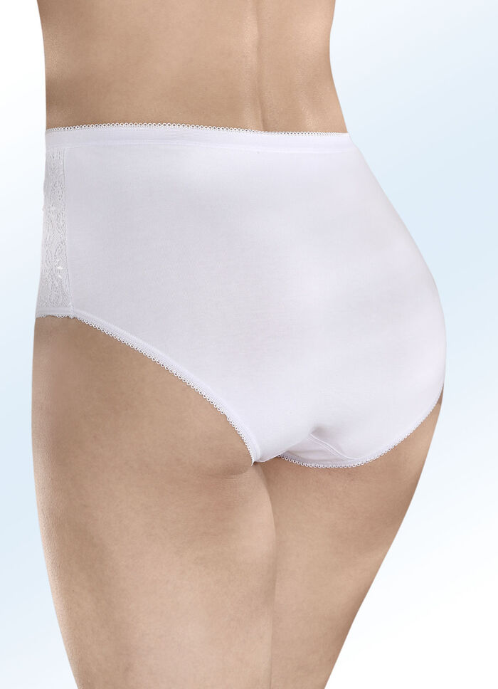 Viererpack Slips mit elastischen Spitzenbesätzen 