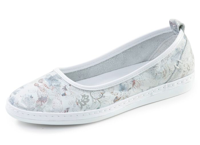 Andrea Conti, schicke Damen-Ballerinas, Weite G, mit herausnehmbarem Fu&szlig;bett ECRU-BUNT