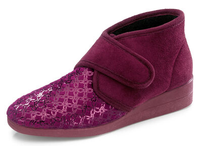 Klett-Hausschuh aus Veloursmaterial 