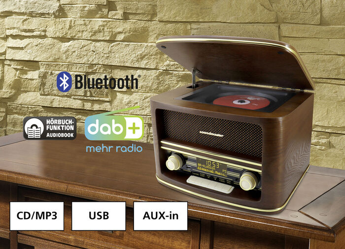 „soundmaster“ Nostalgie-Stereoanlage im Echtholzgehäuse 