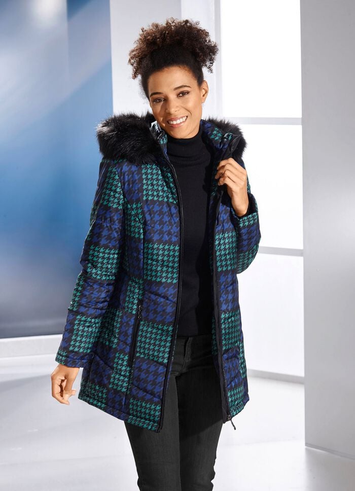 Jacke mit Hahnentritt-Dessin 