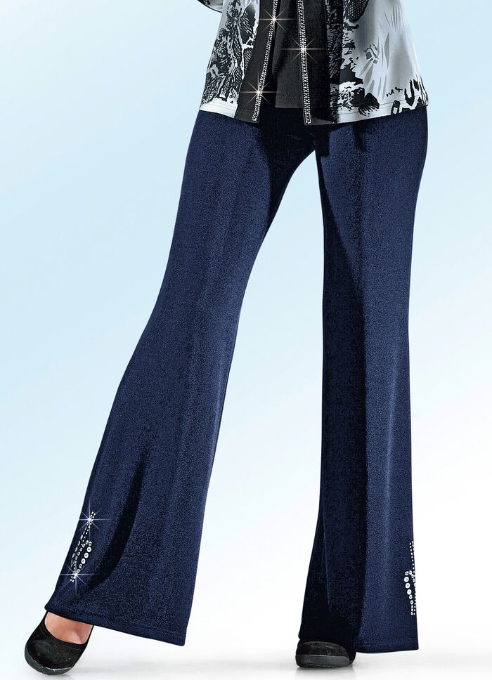 Hose mit Metallpl&auml;ttchen-und Strasszier NACHTBLAU