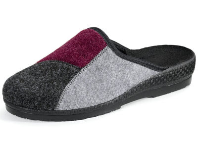 Klassische Damen-Hausschuhe, Weite H, im Textil-Materialmix 