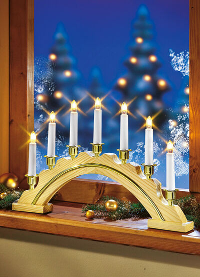 Lichterbogen aus Holz, 7-flammig 