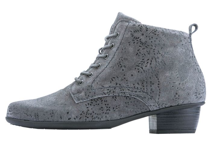 Waldl&auml;ufer Schn&uuml;r-Stiefelette mit floraler Pr&auml;gung GRAU