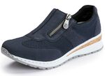 Rieker Slipper aus weichem Nubuk- und Textilmaterial DUNKELBLAU