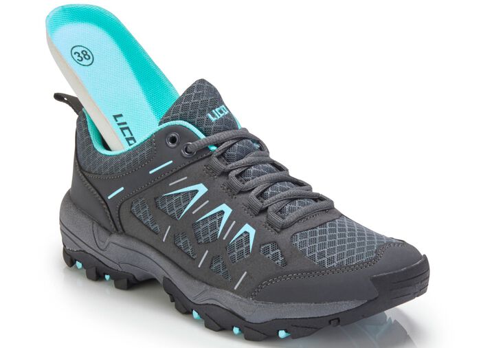 Schn&uuml;rschuh aus luftigem Textil und Synthetikmaterial GRAU-T&Uuml;RKIS