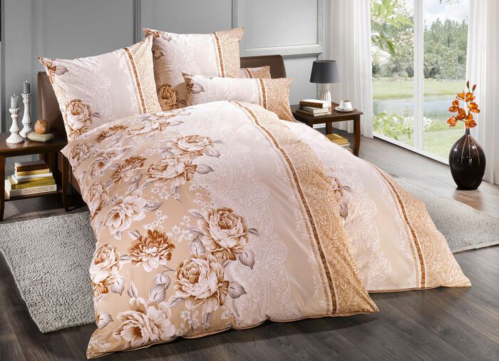 Bettw&auml;sche-Garnitur bezaubernde Rosendessin 