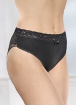 Dreierpack Slips mit R&uuml;ckteil aus floraler Elastikspitze 