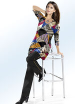 Hose mit trendiger Kontrastpaspel SCHWARZ-MESSING