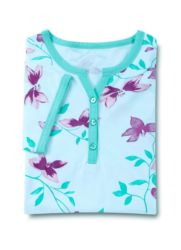 Zweierpack Nachthemden, Knielang mit Knopfleiste und kurzen &Auml;rmeln 