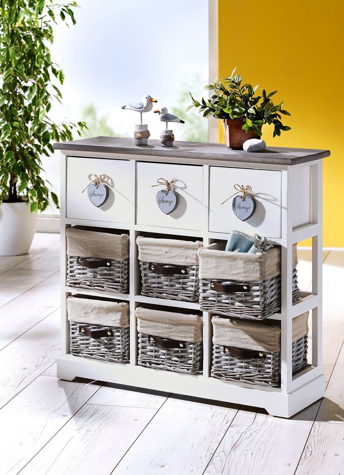 Massivholz Kommode mit K&ouml;rbe aus Weide 