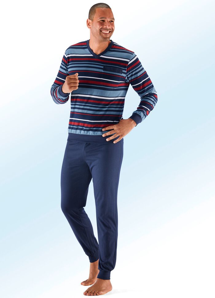 Zweierpack Schlafanz&uuml;ge mit V-Ausschnitt und B&uuml;ndchenabschl&uuml;ssen 