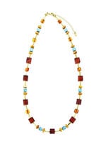 Halskette mit Bernstein und Türkis 