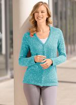 Strickjacke aus Melangegarn JADEGRÜN MELIERT
