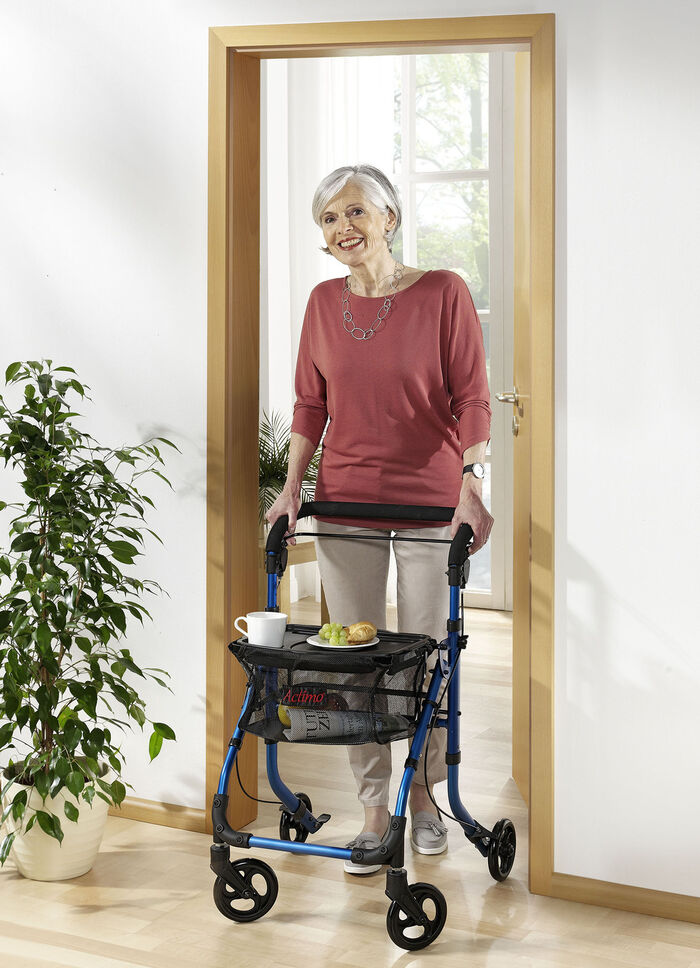 Wohnungsrollator mit Tablett BLAU