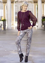 Wunderschön dessinierte Hose GRAU-BEERE-ECRU